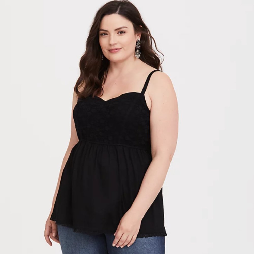 Black Lace Babydoll Cami NWT